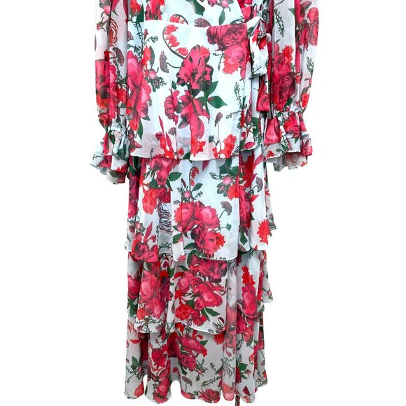 Saks Anthro Hutch $297 Wrap Floral Tiered Maxi Dress Size 0x NWT - Picture 6 of 10